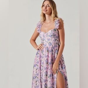ASTR the label FLORAL BUSTIER MIDI DRESS